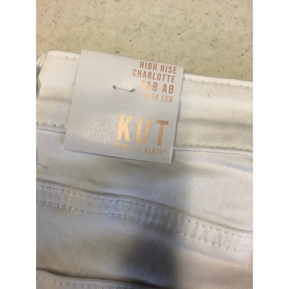 Kut From The Kloth Sz 10 White Charlotte Fab Ab High Rise Wide Leg Jeans O10-12 - Picture 8 of 9